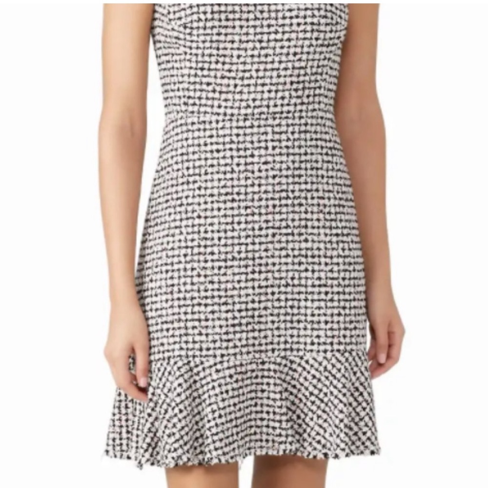 Rebecca Taylor Black and White Tweed Fit-and-Flare Dress